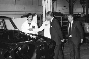 01321 Prints: Prince Philip, Duke of Edinburgh visits the Jaguar assembly plant at Browns Lane