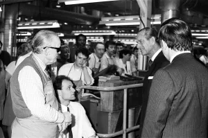 01321 Prints: Prince Philip, Duke of Edinburgh visits the Jaguar assembly plant at Browns Lane