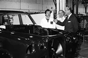 Prince Philip, Duke of Edinburgh visits the Jaguar assembly plant at Browns Lane