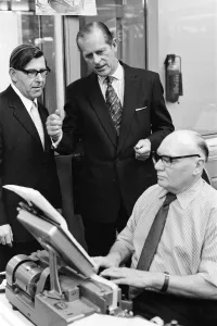 01519 Prints: Prince Philip, Duke of Edinburgh, visits the offices of the Daily Mirror, Holborn office