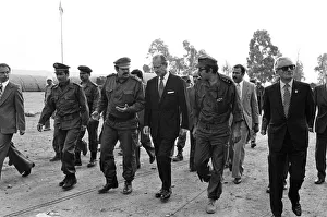 Prince Philip, Duke of Edinburgh visits the site of the El Asnam earthquake, Algeria