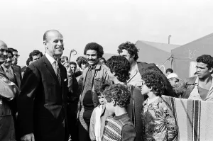 Prince Philip, Duke of Edinburgh visits the site of the El Asnam earthquake, Algeria