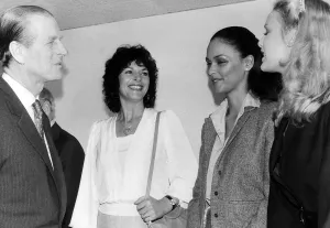 Miss World Prints: Prince Philip meets Miss World Gina Swainson from Bermuda in Jersey Accompanied