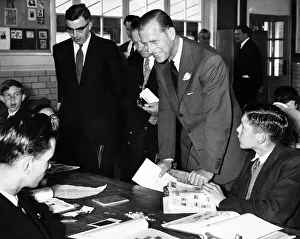 Prince Philip shares a joke with stamp collectors visits Eastbourne Secondary Modern