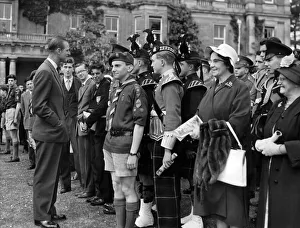 01037 Prints: Prince Philip visiting Wales, he chats to young army apprentices during his visit to
