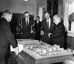 Prince Philip visiting Wales. The Duke of Edinburgh discusses a model of the new Teaching