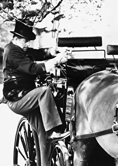 00197 Prints: Prince Philip at Windsor horse trials mounts carriage May 1981