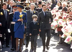 The Prince & Princess of Wales with son Prince William on his first proper public