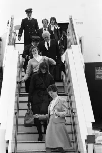 Prince Rainier of Monaco and family arriving at Heathrow airport from Nassau after a 10