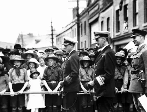 Prince Of Wales visit to Newfoundland, Canada 1919. Amused by Boy Scouts greeting