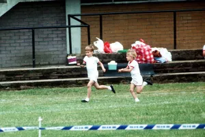 Monarchy Prints: Prince William finishes first in the relay race at his Sports Day event