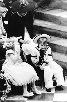 Prince William and Laura Fellowes at the wedding of Prince Andrew and Sarah Ferguson