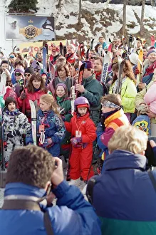 Queue Prints: Prince William pictured at the foot of a Swiss ski lift above Klosters