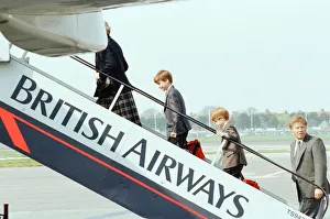Steps Prints: Prince William and Prince Harry board aircraft at London Heathrow Airport