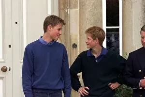 Images Dated 26th July 1999: Prince William and Prince Harry at Highgrove July 1999 Pictured discussing Prince