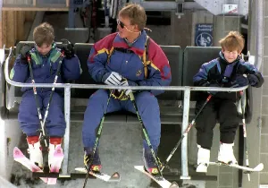 Skiing Prints: Prince William, Prince Harry and Marcus Kleissl the skiing instructor