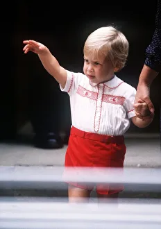 Prince William September 1984 visiting his mother at hospital after the birth of