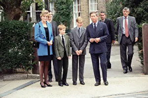 Prince William (third left) poses at a photocall with his mother Diana, Princess of Wales