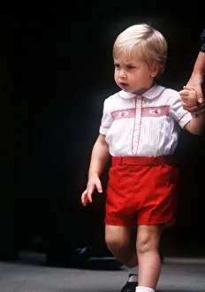Prince William visiting his mother Princess Diana in hospital after the birth of his