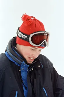 01504 Prints: Princes William pictured during a skiing holiday with his father Prince Charles