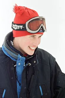 Princes William pictured during a skiing holiday with his father Prince Charles