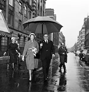 Raining Prints: Princess Alexandra of Kent visits University College Hospital. 4th April 1962
