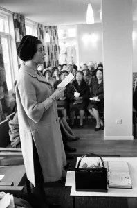 Flats Prints: Princess Alexandra of Kent visits the WYCA flats at Roden Court, Hornsey Rise, London