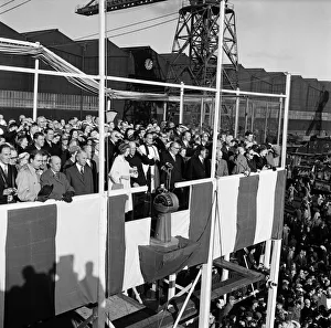 01257 Prints: Princess Alexandra launches the SS Oriana ship at Barrow-in-Furness, Cumbria