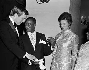 Princess Alexandra meets Louis Armstrong at a private party at the Savoy Hotel, London
