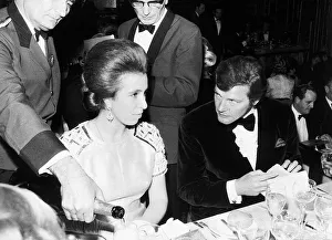 Princess Anne with Actor Roger Moore at a Wildlife Fund Gala November 1970