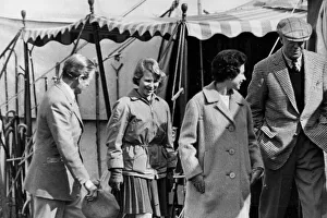 Queen Prints: Princess Anne aged 11 with the Queen at Badminton Horse Trials - April 1962