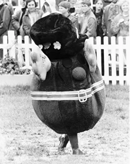 Princess Anne having fun dressed up as Mr Funny August 1985