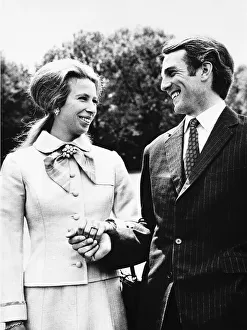 Princess Anne and Mark Phillips following their engagement at Buckingham Palace