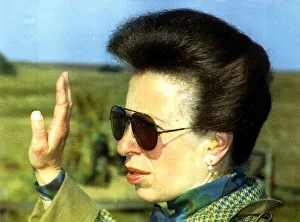 Princess Anne at the otterburn army camp firing range in Northumberland