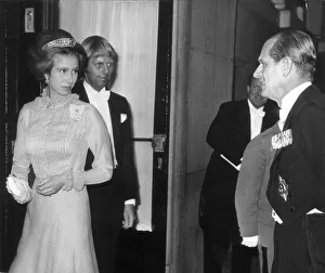 Princess Anne and Prince Philip at the Savoy hotel, London. 1973