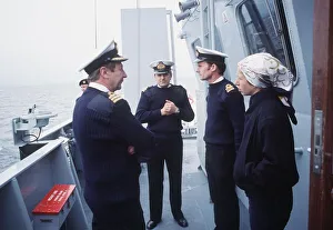 Princess Anne the Princess Royal on visit to HMS Spey minesweeper June 1987
