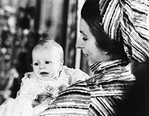 Head Scarf Prints: Princess Anne with her son Peter Phillips at his baptism at Buckingham Palace