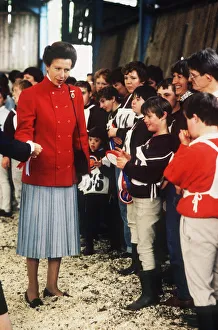 01395 Prints: Princess Anne on walkabout in Ayrshire Scotland 1989 talking to disabled riders