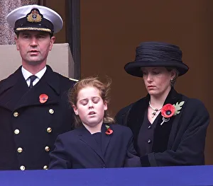 Princess Beatrice being helped by Sophie Rhys Jones November 1999 as she faints during