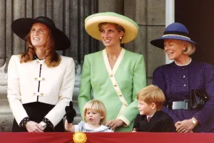 Princess Beatrice on the palace balcony with her mother the Duchess Of York