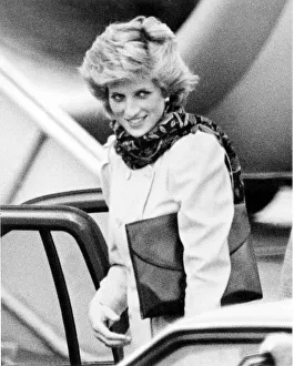 Princess Diana at Aberdeen Airport as she interrupts her holiday in Scotland to see her