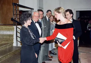 Princess Diana with actress Joan Collins after a charity performance of the play Private