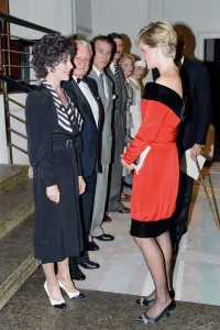 Princess Diana with actress Joan Collins after a charity performance of the play Private