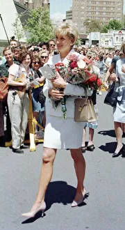 Gifts Prints: Princess Diana arrives at the Sacred Heart Hospice in Sydney during her three day visit