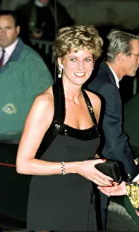 Princess Diana arrives for a UNESCO charity dinner at the Palace of Versailles near Paris