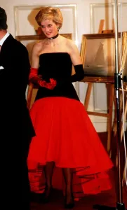 Princess Diana attending an Americas Cup ball held at the Grosvenor House Hotel, London