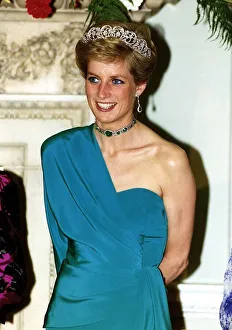 Princess Diana attends a banquet at Mansion House hosted by the Lord Mayor of London in