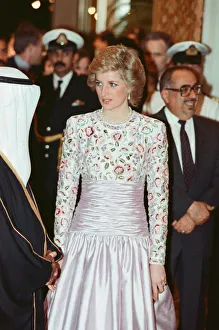 Princess Diana attends a dinner at Al Shaab Palace given by the Crown Prince