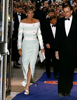 Princess Diana attends the movie premiere An Accidental Hero'in London