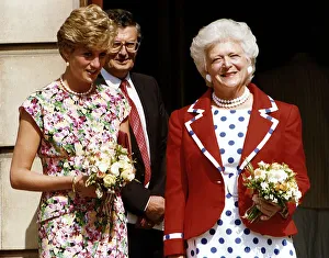 Princess Diana and Barbara Bush, wife of American President George Bush